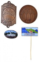 4db magyar turista és természetjáró jelvény, kitűző és fém felvarró:'Hévíz', 'Galyatető Menedékháza - 966m', 'Zebegény' és 'Eger Vára Baráti Köre' T:2,2-