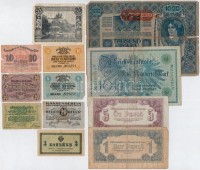 Vegyes: 12db-os bankjegy és szükségpénz tétel, benne Olaszország / Velence / Osztrák-magyar megszállás 1918. 5c + 10c T:III-IV
Mixed: 12pcs of bank and necessity notes, including Italy / Venice / Austro-Hungarian Occupation 1918. 5