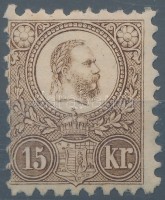 1871 Réznyomat 15kr sárgásbarna, szép darab (130.000) (betapadás)