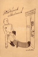 'Pilótának alkalmas!' Humoros magyar légierős grafikai képeslap / WWII-era Hungarian airforce humorous postcard s: Martinovits