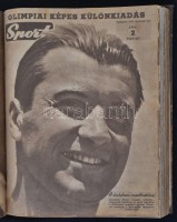 1956-1957 Képes Sport III.-IV. évfolyamok, két fél évfolyam, benne két olimpiai különszámmal, valamint belekötve a Melbournei Olimpia c. kiadvány, korabeli félvászon kötés, foltos lapokkal.