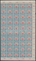 1923 Hivatalos 5000K hajtott teljes ív gumi nélküli papíron / Official Mi 29 complete sheet of 100, without gum