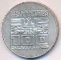 Ausztria 1975. 100Sch Ag '20 éves az Államszerződés' T:1- patina Austria 1975. 100 Schilling Ag '20th Anniversary - State Treaty' C:AU patina