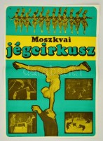 1969 Moszkvai jégcirkusz, nagyméretű ofszet plakát, hajtott, 69x49 cm