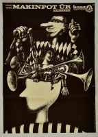 1970 Makinpot (Mockinpott) úr, Peter Weiss színdarab plakátja, ofszet, jelzett, hajtott 67x47 cm