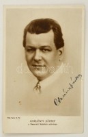 Cselényi József (1899-1949) dalénekes, színművész elöl hátul dedikált fotólapja, 14x9 cm