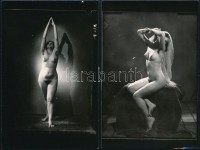 cca 1950 Demeter Károly (1892-1983) budapesti fényképész hagyatékában levő 2 db vintage negatívról készült levlap méretű kontakt másolat, 14x9 cm