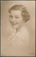 1932 Réthy Annie (1911-?) színésznő sajtóközlésre készített fotója, Angelo műterméből, jelzett, 13,5x8,5 cm