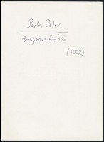 Pertis Péter (?- ) zongoraművész portréja, hátulján feliratozva, 18×13 cm
