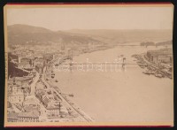 1882 Budapest látképe előtérben a Lánchíddal, keményhátú fotó, a kartont körbevágták, 11x15 cm.