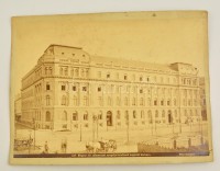 cca 1900 Budapest, Andrássy út, Magyar Kir. Államvasutak nyugdíjintézetének bérháza, Klösz György, kartonra kasírozva, 18,5x25,5 cm
