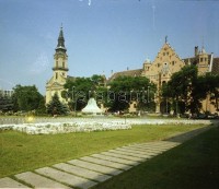 1977 Kecskeméti városképek, épületfotók, 21 db szabadon felhasználható, professzionális minőségű negatív, 6x7 cm