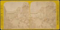 cca 1870 Párizsi mozgalmas utcakép sztereofotó / Paris, street scene stereo photo