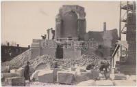 cca 1930 Szeged, A Demeter-templom tornyának bontása, feliratozott vintage fotó Kerny István (1879-1963) hagyatékából, 14x22 cm