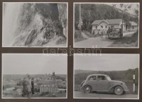 cca 1940 Kirándulások a visszatért Felvidéken: Krasznahorka, Rozsnyó, Kassai-havasok,  	
Aranyida, Kassa (plusz néhány Balaton és Vác). 82 db privát fotó nagyméretű, vászonkötésű albumba (25×35 cm) ragasztva / photos of a South