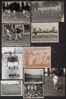 cca 1950-1960 Labdarúgással kapcsolatos vegyes fotó tétel, főként Csepelről, 6x9 és 9x14 cm közti méretben