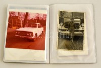 cca 1960-2000 24 db autós fénykép (családi képek, életképek, stb.), közte néhány motor is, kis albumba rendezve, különböző méretben