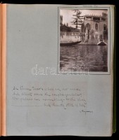 cca 1910-1920 Navratilné Hegedűs Rózsika saját készítésű fotóalbuma, benne közel 100 művészi igényű fényképpel. Több fotón is Hegedűs Sándor kereskedelemügyi miniszter, író és családja, valamint lakhelyük. Alatta kézzel