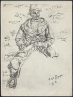 cca 1940 Uitz Béla: Kirgíz harcos. Tanulmány a kirgíziai freskóhoz c. tanulmányrajzáról készült korabeli fotó 18x24 cm
