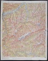 cca 1920 Zillertaler Alpok túra térkép / Climber and hiker map of the Zillertaler Alp. 60x70 cm