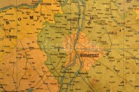 1969 A Magyar Népköztársaság államigazgatási térképe, nagyméretű falitérkép, kis kopásokkal, felcsavarva, 73×115 cm