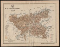 cca 1900-1930 2 db térkép, hajtásnál ragasztottak: Alsó-Fehér vármegye térképe, terv.: Gönczy Pál, 1:450000, Posner Lajos és fia, 22×28 cm, és Baranya, Somogy, Tolna vármegyék, terv.: Kéz Andor, 1:800000, Révai Offset, 24,5×32,5