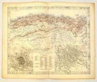 cca 1845-1847 Joseph Scheda (1815-1888): München és Berlin, és Észak Afrika térképe, litográfia. Wien,  K. K. Militärisch Geographisches Institut, foltos, kis szakaadásokkal, német nyelven, 45x55 cm./ cca 1845-1847 Joseph Scheda