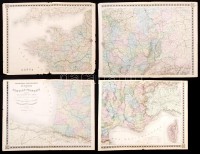 1861 E. Andriveau-Goujon: Franciaország nagyméretű térképe színezett acélmetszet /
1861 E. Andriveau-Goujon: Huge etched map of France. 200x140 cm