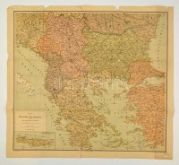 cca 1917 A Balkán-félsziget politikai-katonai térképe, a Bukaresti és Konstatinpolyi békék után. A hajtások-mentén kis szakadásokkal, 75x64 cm./ cca 1917 Political-military map of Balkan Peninsula after the Bucharest and Istanbul
