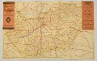 cca 1930 Új Magyar Autótérkép egy lapon, 1:600.000, tervezte Gergely Endre, negyedik teljesen átdolgozott kiadás, Bp., Kókai Lajos kiadása, a hajtás menén szakadt, a címlapja foltos, 57x89 cm.