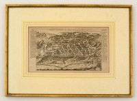 cca 1700-1730 Gabriel Bodenehr (1664-1758): Vilnius térképe, 'Wilna oder Wilda die Haupt-stadt in Litthauen', Augsburg, Europens Pracht und Macht c. kiadványból, 191 p., rézmetszet, német nyelven, üvegezett fa képkeretben, paszpartuban,