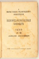 A Magyar Királyi Földmívelésügyi Minisztérium rádióelőadásainak sorozata 1939. A-B sorozat. Bp., é. n., Pátria. A két kötet egybekötve. Számos érdekes írással. Félvászon kötésben, jó állapotban.