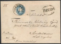 ~1865 10kr ajánlott levélen / on registred cover 'TORNALLYA' + 'RECOM' (hátoldali bélyeg hiányzik / stamp missing from the backside)