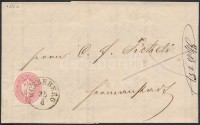 1866 5kr levélen / on domestic cover 'RUSZKBERG' - 'LUG(OS)' - 'HERMAN(NSTADT)'