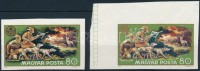 1971 Vadászati világkiállítás vágott 80f a fekete szín hiányával (ráncok / creases) + támpéldány