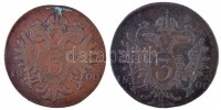 1800B 3kr Cu 'Ferenc' + 1800S 3kr Cu 'Ferenc' T:2-,3 korrózió
Huszár: 2023., 2026., Unger III.: 1409.a,1401.d