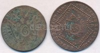 1800E 6kr Cu + 1807S 15kr Cu 'I. Ferenc' T:2- patina,ü.