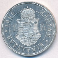 1886KB 1Ft Ag 'Ferenc József / Barokk címer' T:1-,2
Adamo M15