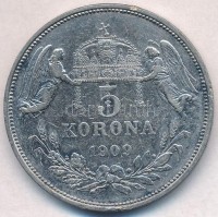 1909KB 5K Ag 'Ferenc József' T:2- ph., patina 
Adamo K7
