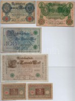Német Birodalom / Weimar Köztársaság 1908-1920. 9db-os bankjegy tétel T:III,III-
German Empire / Weimar Republic 1908-1920. 9pcs of banknotes C:VF,F