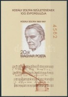 1982 Kodály Zoltán vágott blokk (3.500)