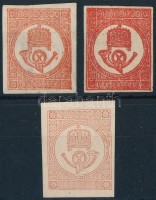 1871 2 féle színű Kőnyomású + piros Könyvnyomású Hírlapbélyeg (*52.000)