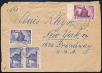 1946 Levél 18 bélyeges bérmentesítéssel New Yorkba