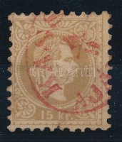 1867 15kr piros ,,KASS(A) AJÁ(NLOTT)'