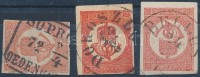 1871 3 db Kőnyomású Hírlapbélyeg szép bélyegzésekkel, különböző színárnyalatok