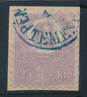 1871 Kőnyomat 25kr jó minőségű bélyeg kék bélyegzéssel Sign: Rinard