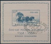 1958 400 éves a lengyel posta selyem blokk Mi 22