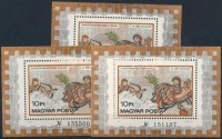 1978 3 db Pannoniai mozaik '1' tévnyomat blokk (24.000)