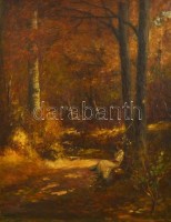 Ács Ágoston (1889-1947): Erdőrészlet. Olaj, vászon, jelzett, keretben, 67×52 cm