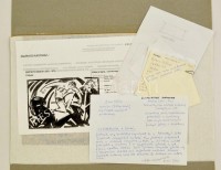 Bortnyik Sándor (1893-1976): Díszletterv vázlat 1924 . Szén-ceruza, papír, jelzett (B), feljegyzésekkel,  24,5×36 cm